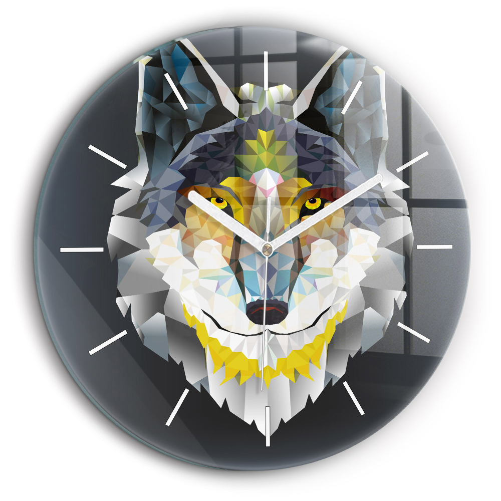Ceas rotund de perete din sticlă Cap de lup