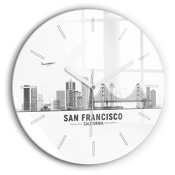 Ceas din sticlă rotund Panorama San Francisco