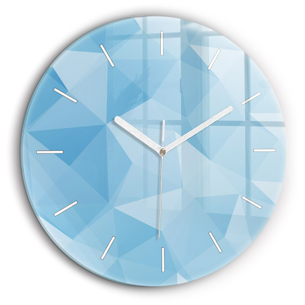 Ceas perete din sticlă rotund Abstracția triunghiurilor