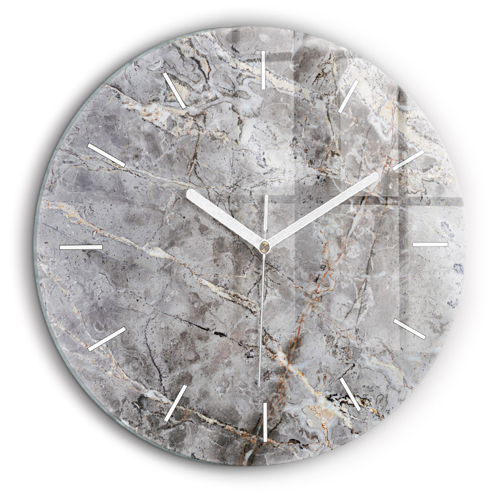 Ceas din sticlă rotund Marmură de granit gri