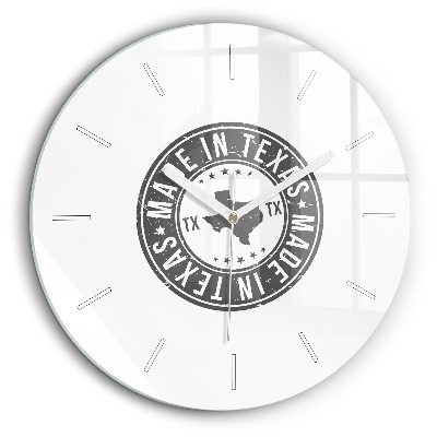Ceas perete din sticlă rotund ștampila Texas