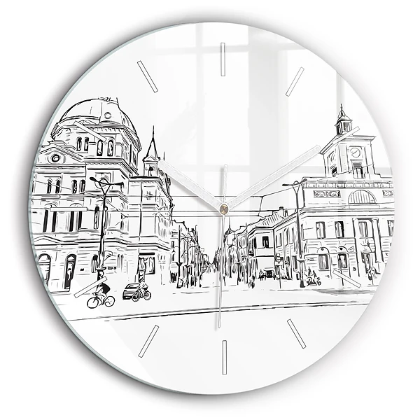 Ceas rotund de perete din sticlă Ilustrația orașului Poznań
