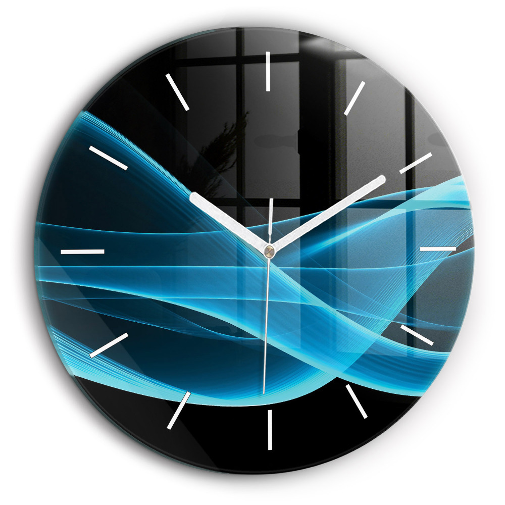 Ceas din sticlă rotund Abstracția albastră