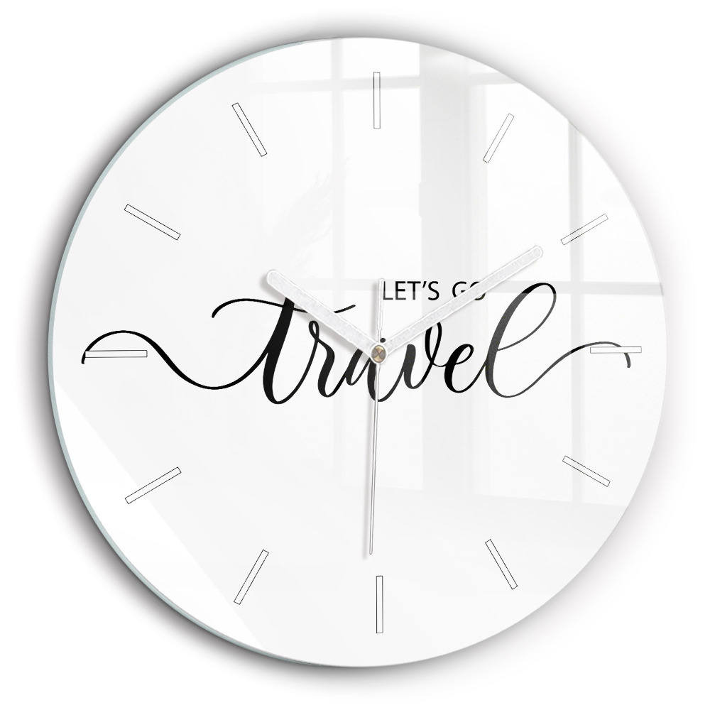 Ceas de sticlă pe perete rotund Inscripție de călătorie