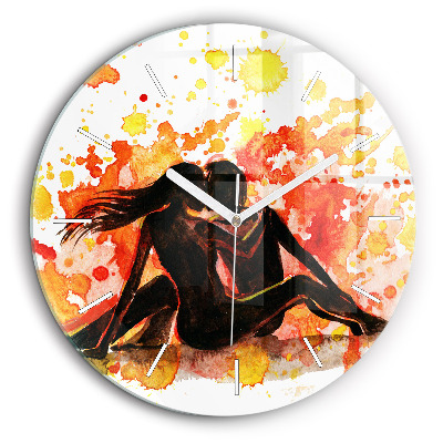 Ceas rotund de perete din sticlă Dragoste și un cuplu de îndrăgostiți