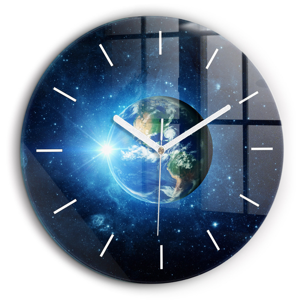 Ceas perete din sticlă rotund Pământul și galaxia - NASA