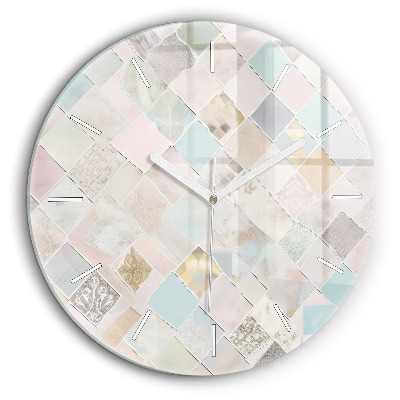 Ceas din sticlă rotund Placi colorate