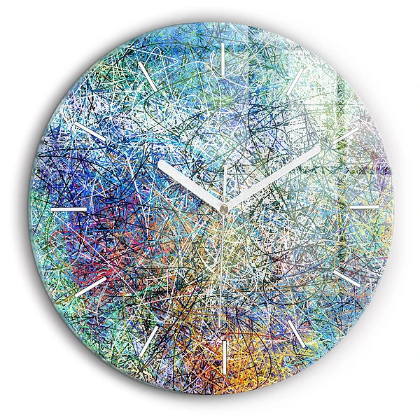 Ceas de sticlă pe perete rotund Abstracția - Emoții