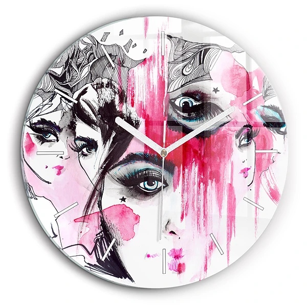 Ceas din sticlă rotund Multe fețe ale abstracției