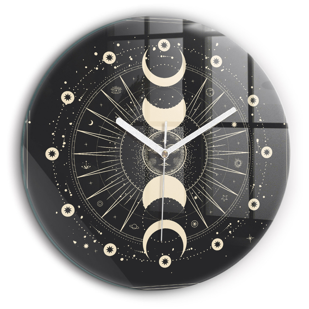 Ceas din sticlă rotund Luni și Soare