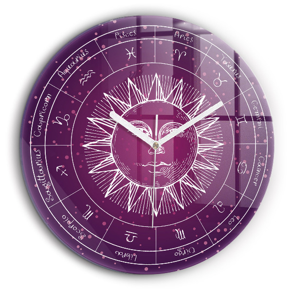 Ceas din sticlă rotund Constelații zodiacale