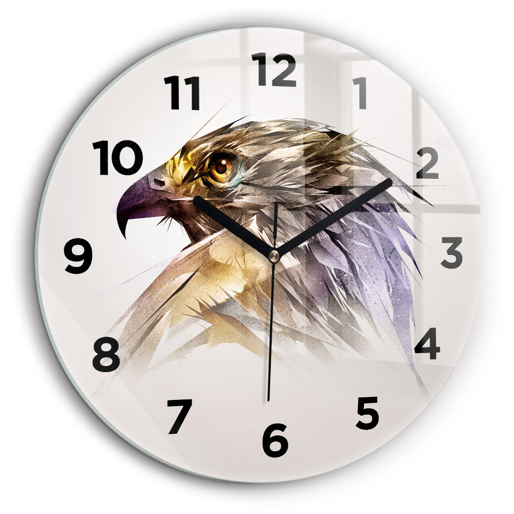 Pasăre de prădăre Ceas perete din sticlă rotund