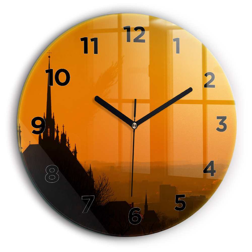 Vedere asupra Catedralei din Brno Ceas perete din sticlă rotund