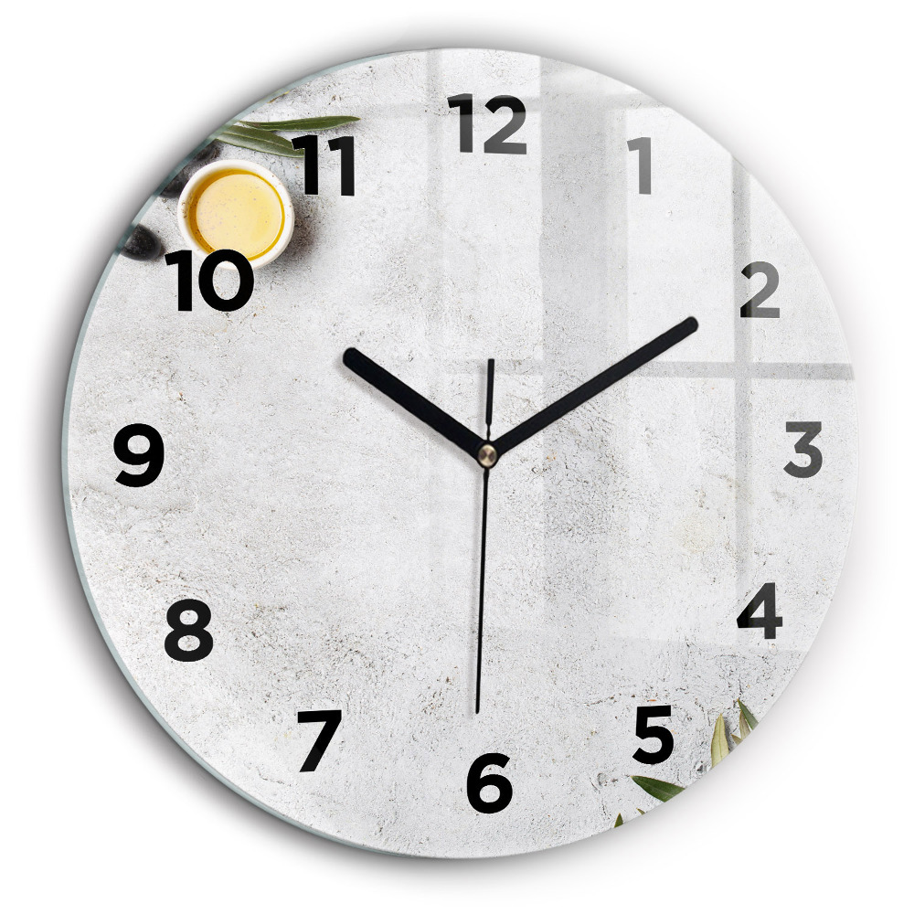 Măsline minimaliste Ceas perete din sticlă rotund