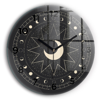 Fazele lunii Ceas rotund de perete din sticlă