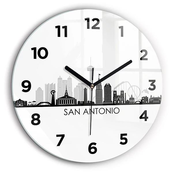 Orașul San Antonio Texas Ceas perete din sticlă rotund