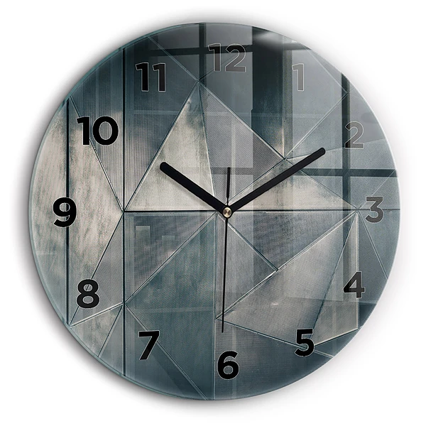Triunghiuri abstracte metalice Ceas rotund de perete din sticlă