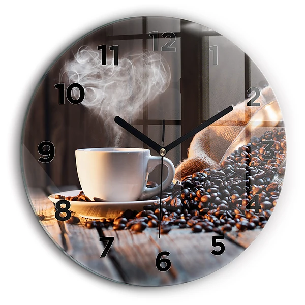 ceașcă de cafea Ceas perete din sticlă rotund