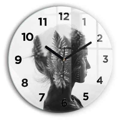 Portretul unei femei Ceas perete din sticlă rotund