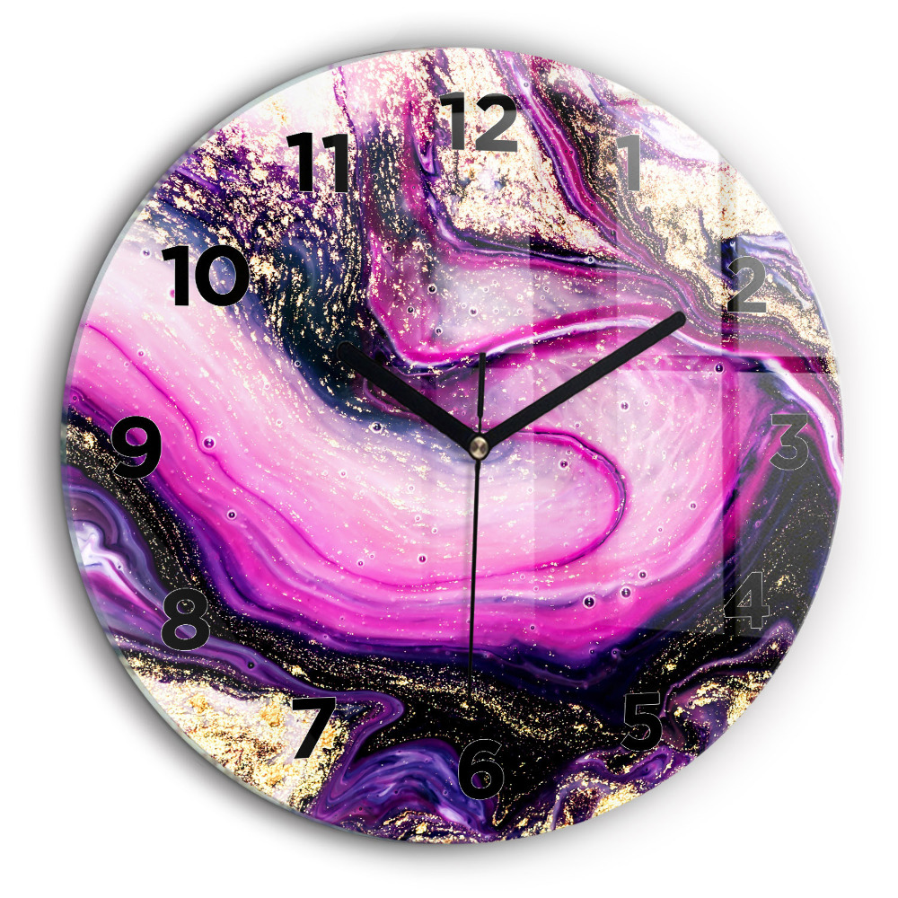 Abstracția din marmură Ceas perete din sticlă rotund
