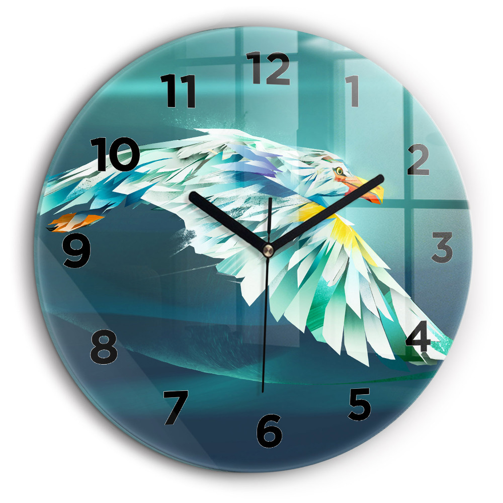 Imaginea unui vultur zburător Ceas rotund de perete din sticlă