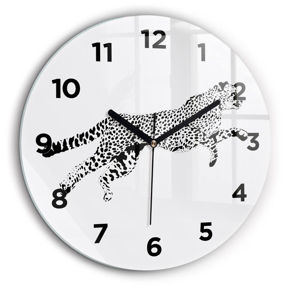 Siluetă pantera Ceas din sticlă rotund
