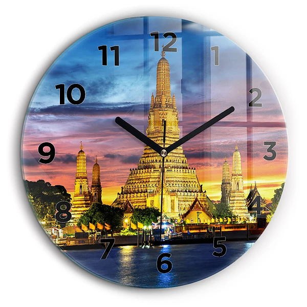 Templul din Bangkok Ceas de sticlă pe perete rotund