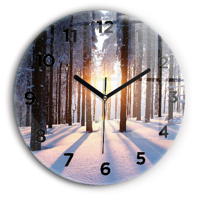 Apus de soare din pădure Ceas perete din sticlă rotund