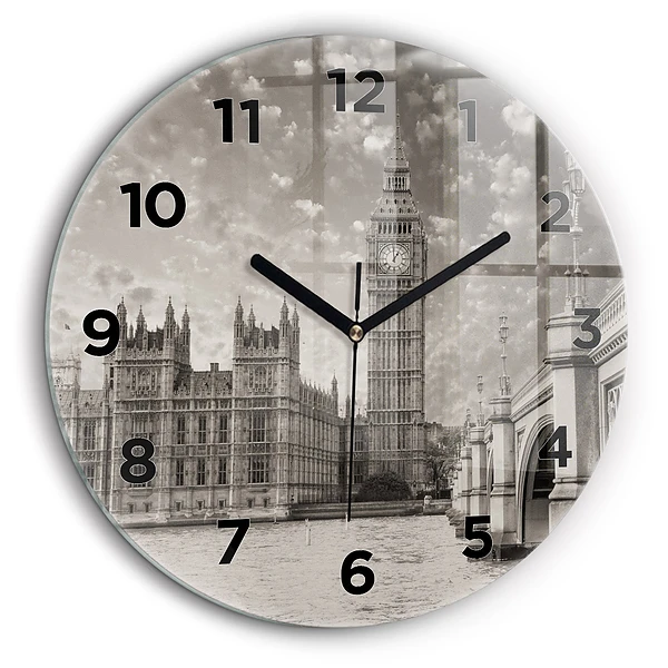 Londra Big Ben Ceas rotund de perete din sticlă
