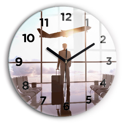 Omul la aeroport Ceas de sticlă pe perete rotund