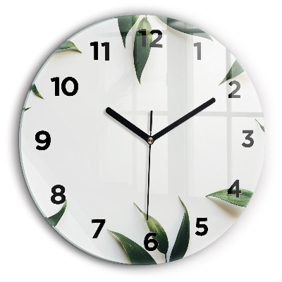 Rama de frunze Ceas rotund de perete din sticlă