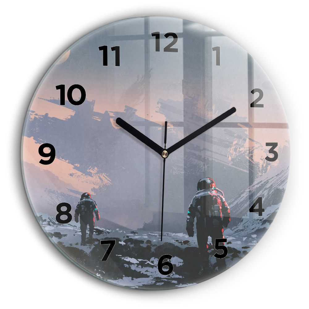 Abstracția astronauților Ceas perete din sticlă rotund