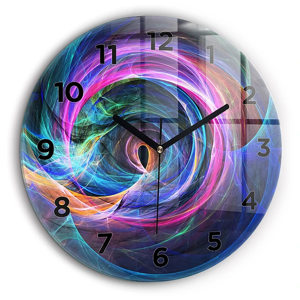 Fractal colorat Ceas de sticlă pe perete rotund
