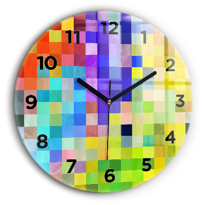 Compoziție pătrată Ceas perete din sticlă rotund