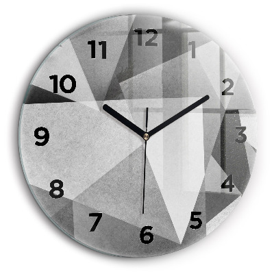 Abstracție geometrică gri Ceas perete din sticlă rotund