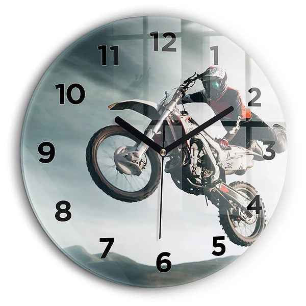 Stilul motor Adrenalina Ceas rotund de perete din sticlă