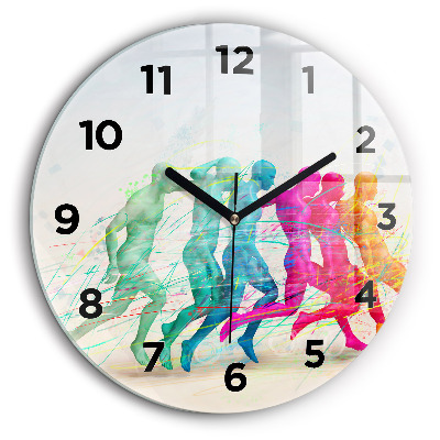 Oameni colorați Ceas perete din sticlă rotund