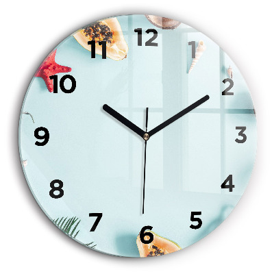 Compoziție de vară Ceas rotund de perete din sticlă