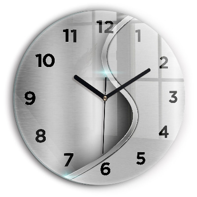 Abstracția metalului gri Ceas rotund de perete din sticlă