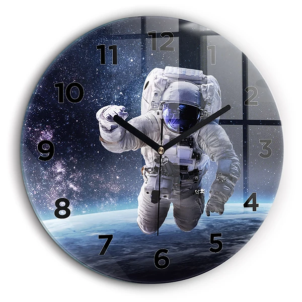 Astronaut deasupra pământului Ceas rotund de perete din sticlă