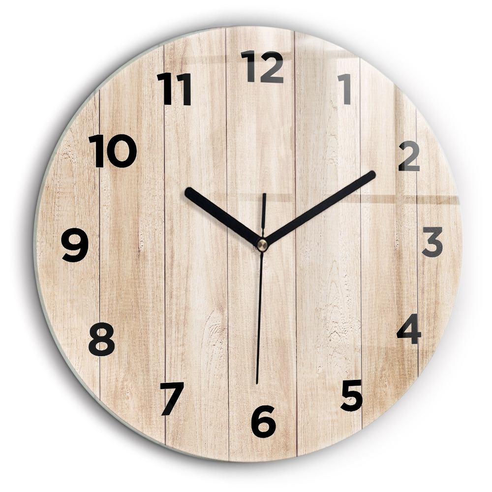 Textura din lemn Ceas perete din sticlă rotund