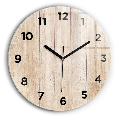 Textura din lemn Ceas perete din sticlă rotund