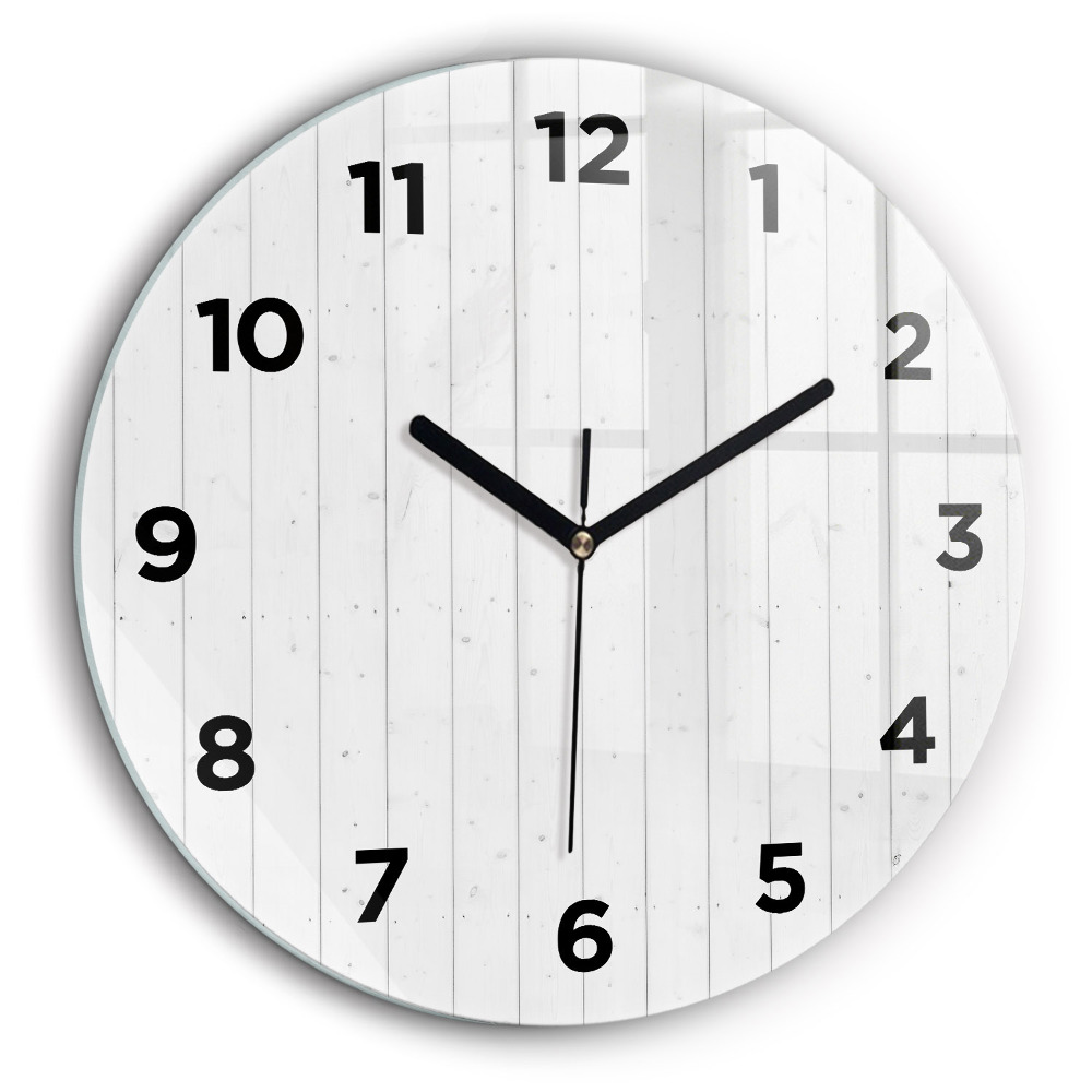 Model de panouri din lemn Ceas perete din sticlă rotund