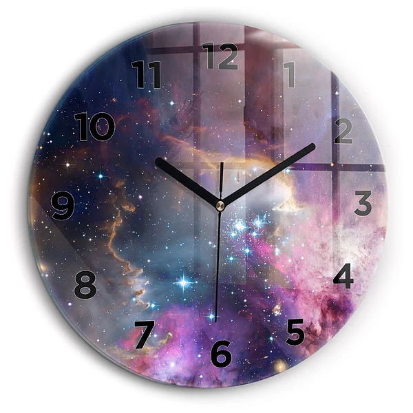 Galaxy și stele Ceas perete din sticlă rotund