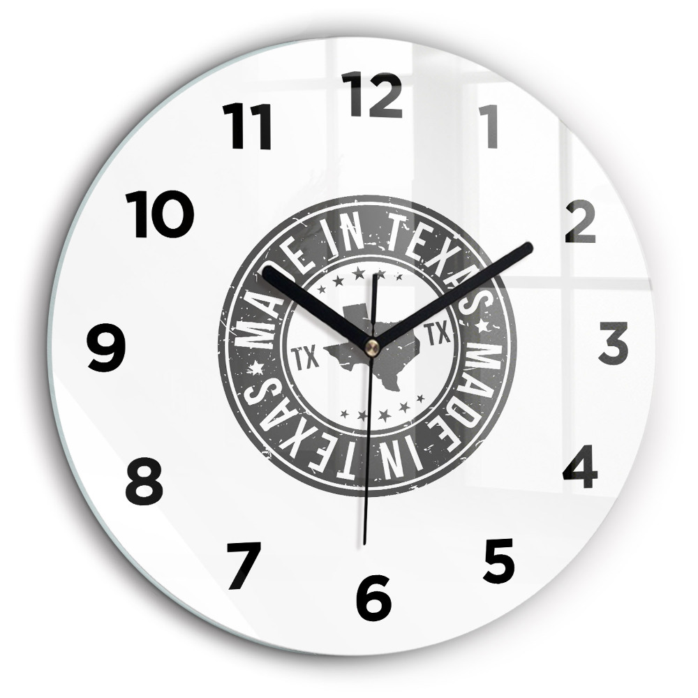 ștampila Texas Ceas perete din sticlă rotund