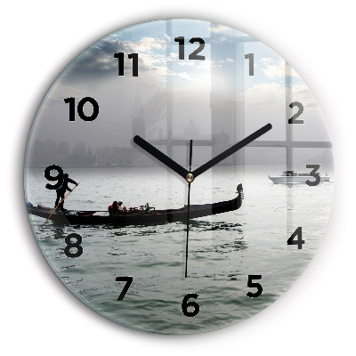 Gondola in Venetia Ceas perete din sticlă rotund