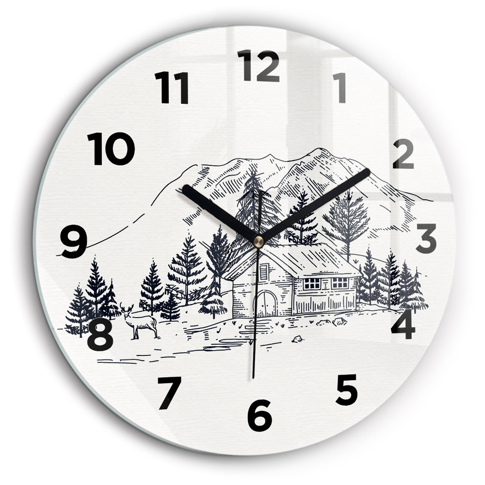 Oraș de desene animate Ceas perete din sticlă rotund