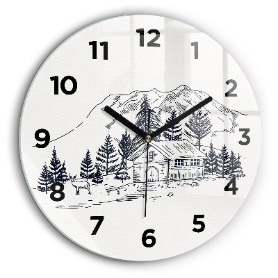 Oraș de desene animate Ceas perete din sticlă rotund