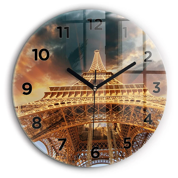 turnul Eiffel Ceas rotund de perete din sticlă