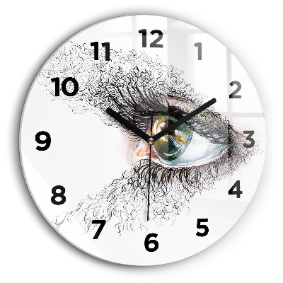 Desen al unui ochi uman Ceas perete din sticlă rotund